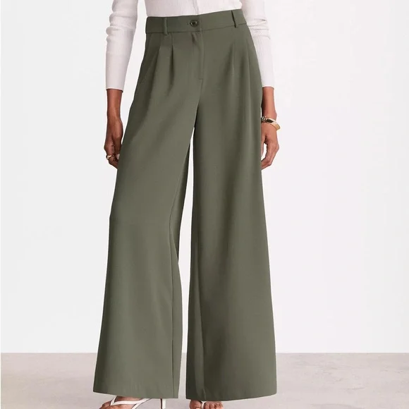 💚 LOFT Versa Olive Wide-Leg Pants 💚 - Picture 2 of 8